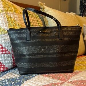 Kate Spade Black Glitter Tote Bag